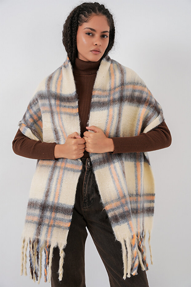 Women's Soft Textured Thick Shawl Scarf 15951 - C. Beige