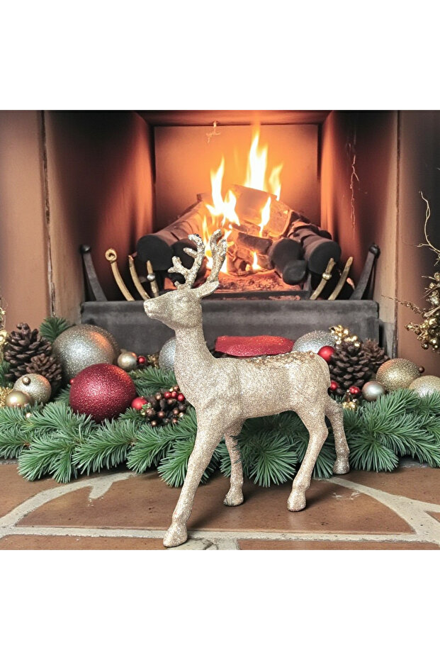 New Year Luxury Decorative Gold Silvery Deer 32cm Ast7212