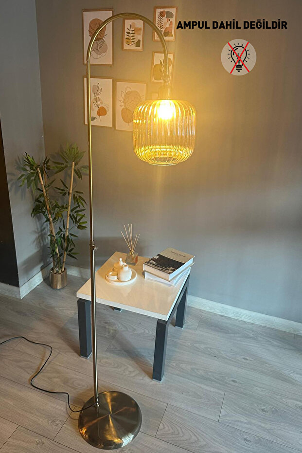 Dimmerli Işığı Ayarlanabilen Işığı Artırılıp Azaltılabilen Bal Cam Eskitme Hareketli Başlık Lambader - 6