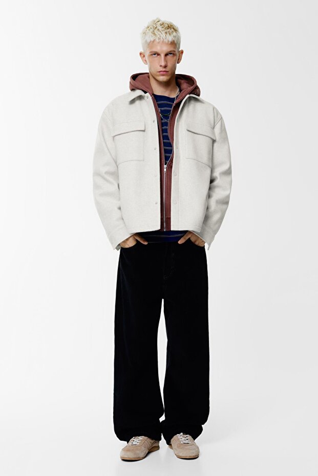 Cepli yünlü ince ceket - 3