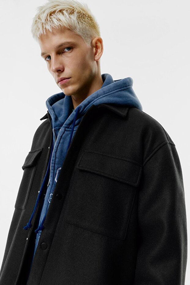 Cepli yünlü ince ceket - 6