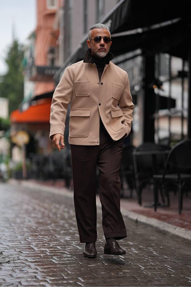 KADİFE YAKA DÖRT CEP MONT - 2