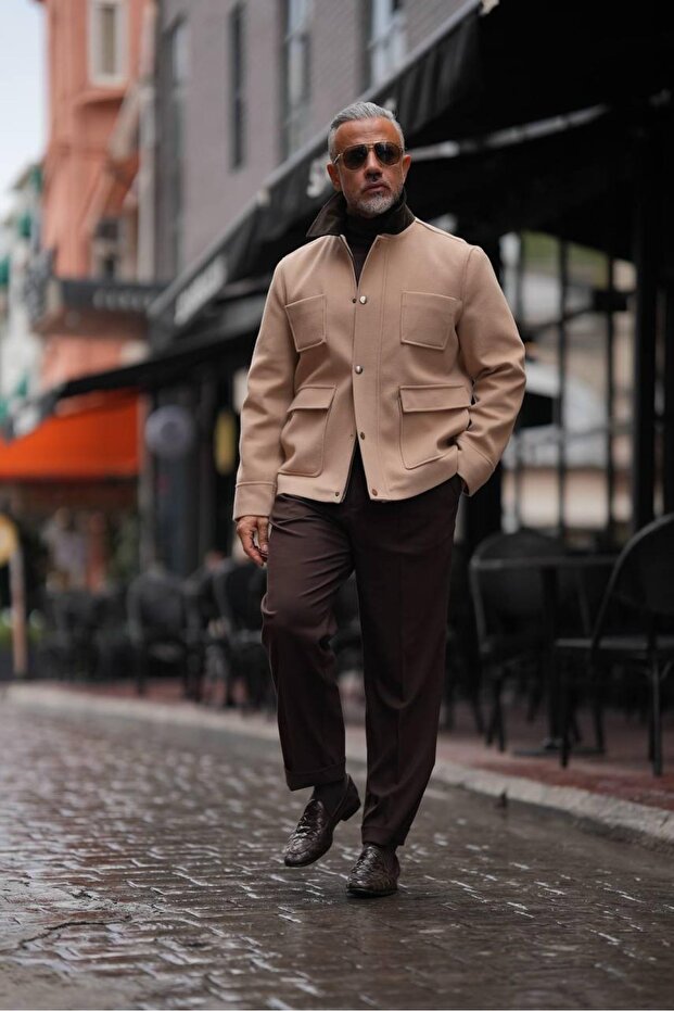 KADİFE YAKA DÖRT CEP MONT - 1