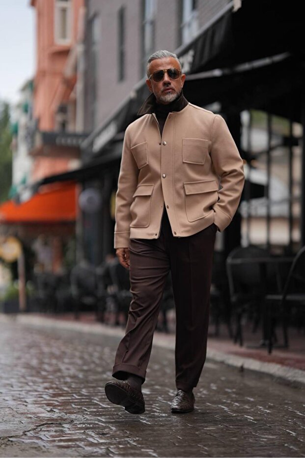 KADİFE YAKA DÖRT CEP MONT - 4