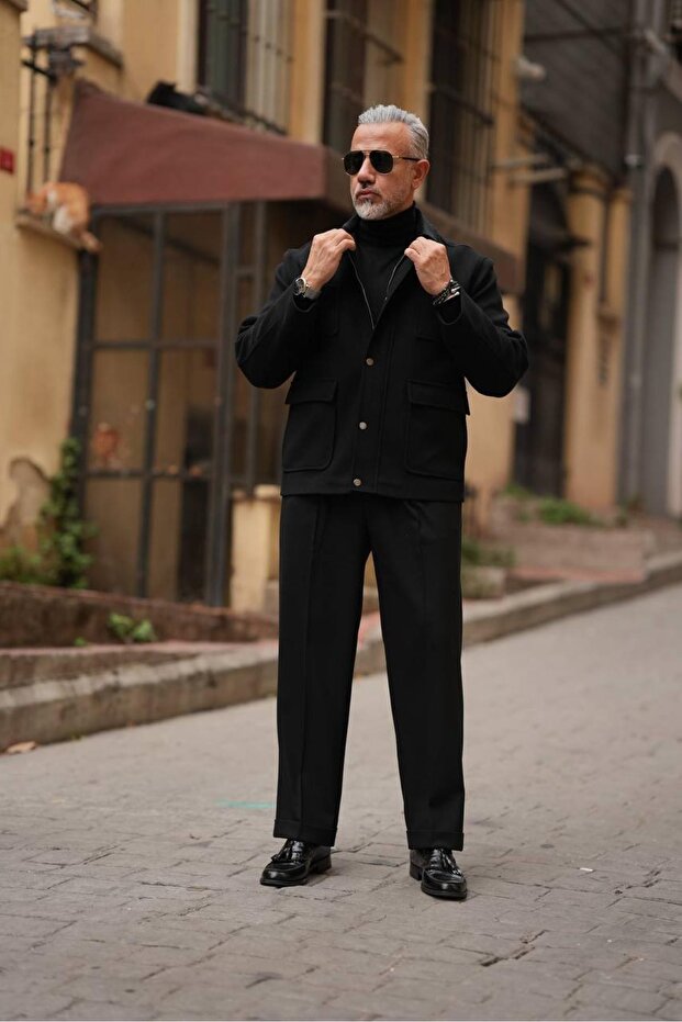 KADİFE YAKA DÖRT CEP MONT - 4