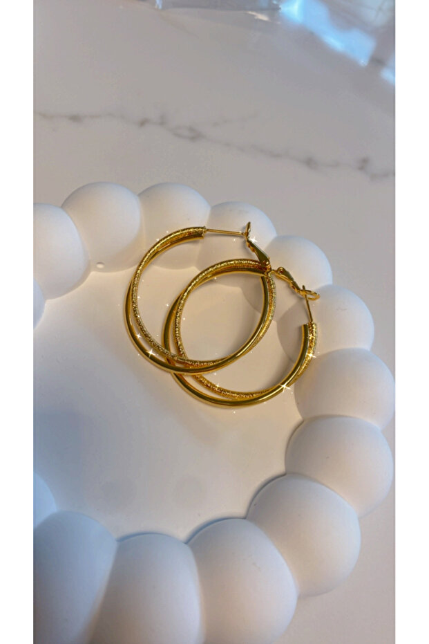 Gold Çelik Halka Küpe - 2