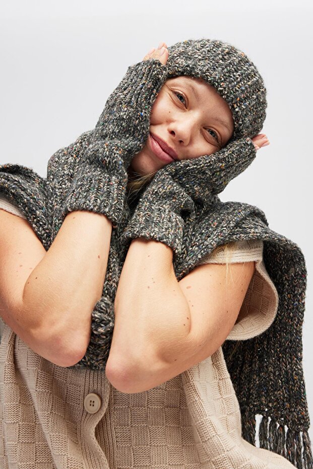 Yumuşak Dokulu Eldiven - Antrasit Melanj - 2