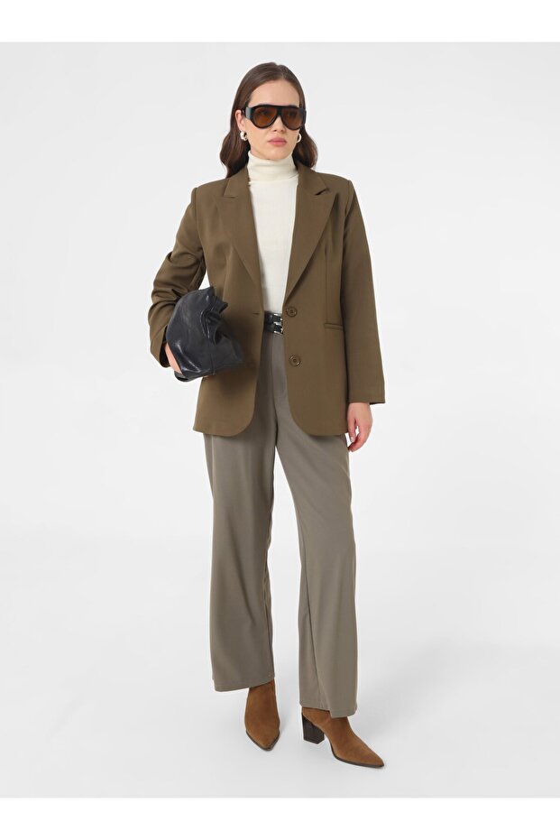 سترة بليزر مبطنة بزرين - كاكي - - 2