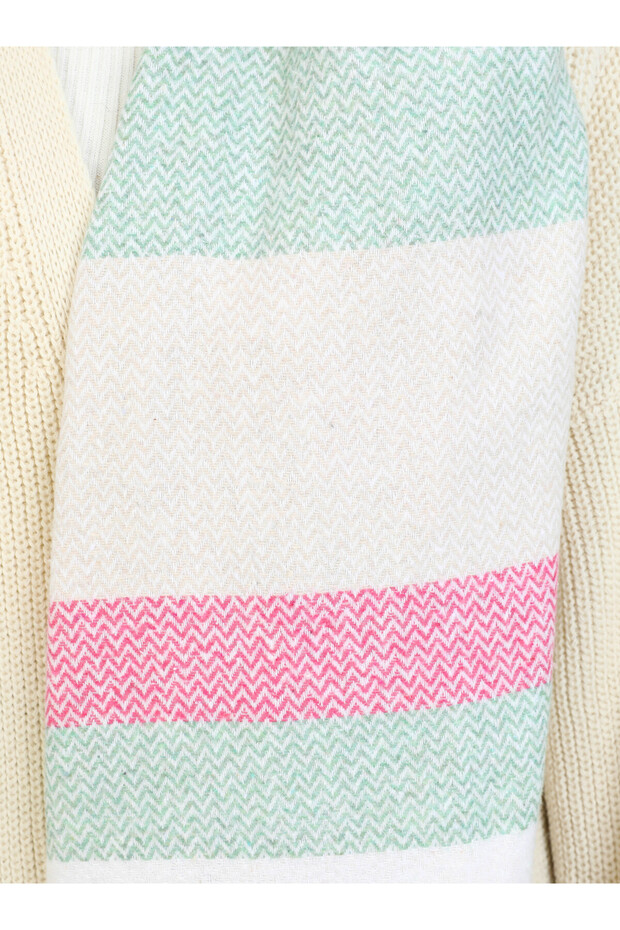 وشاح منقوش باللون الأخضر المائي - - 4