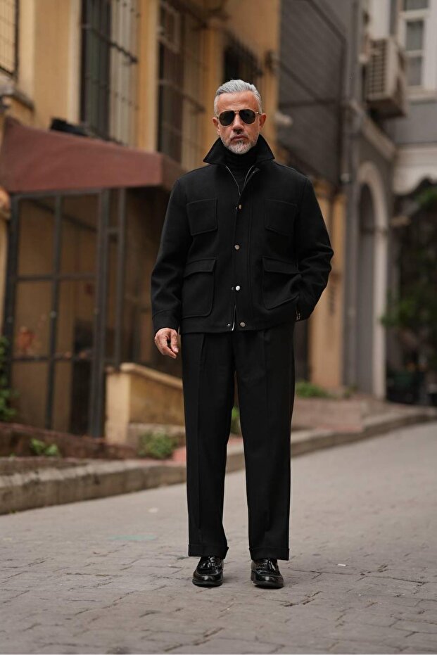 KADİFE YAKA DÖRT CEP MONT - 5