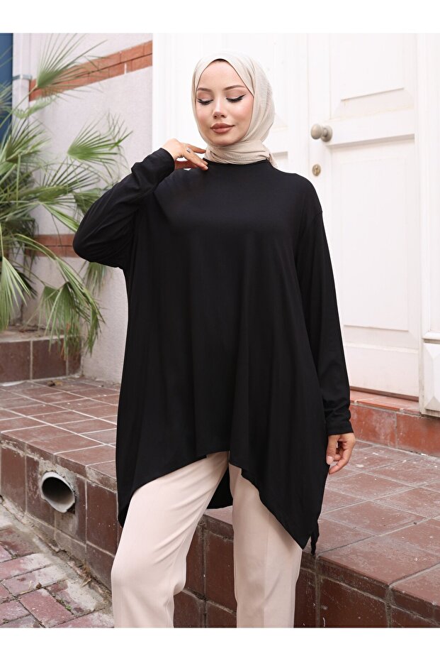 АСИМЕТРИЧНА ТУНІКА - Чорна - - 5