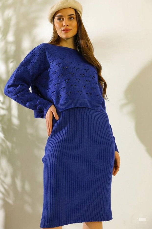 Women's Lace-Like Knit Sweater Dress