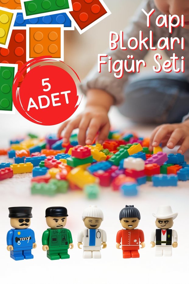5-Piece Profession Figures Set – Building Block Toy (Police, Soldier, Doctor, Cowboy, Housewife)