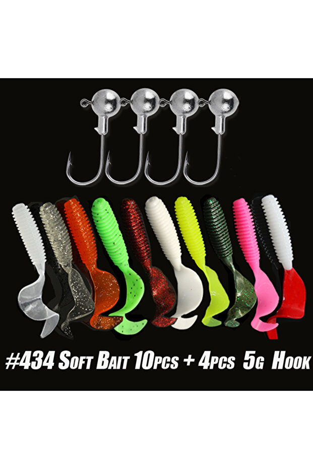 434-10 lure 4 hook 10pcs/30pcs Soft Fishing Lures Kit Silicone Lure Set Artificial Bait Worm with Cr
