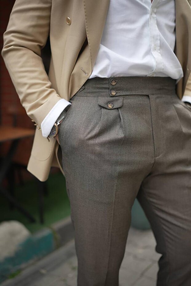 ÇİFT PİLELİ APOLETLİ PREMİUM PANTOLON - 1