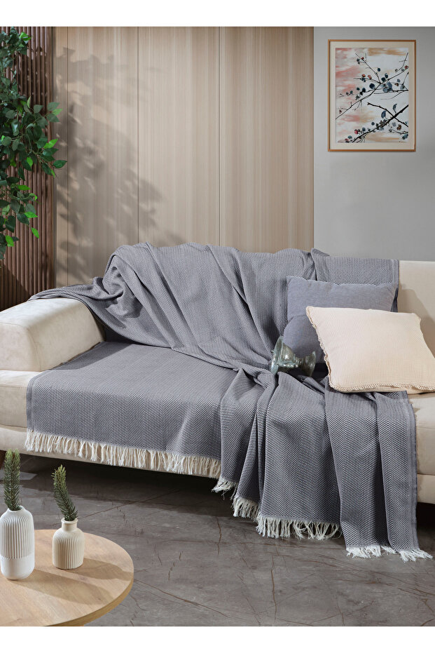غطاء مقعد قطني بحواف مزخرفة 170 × 210