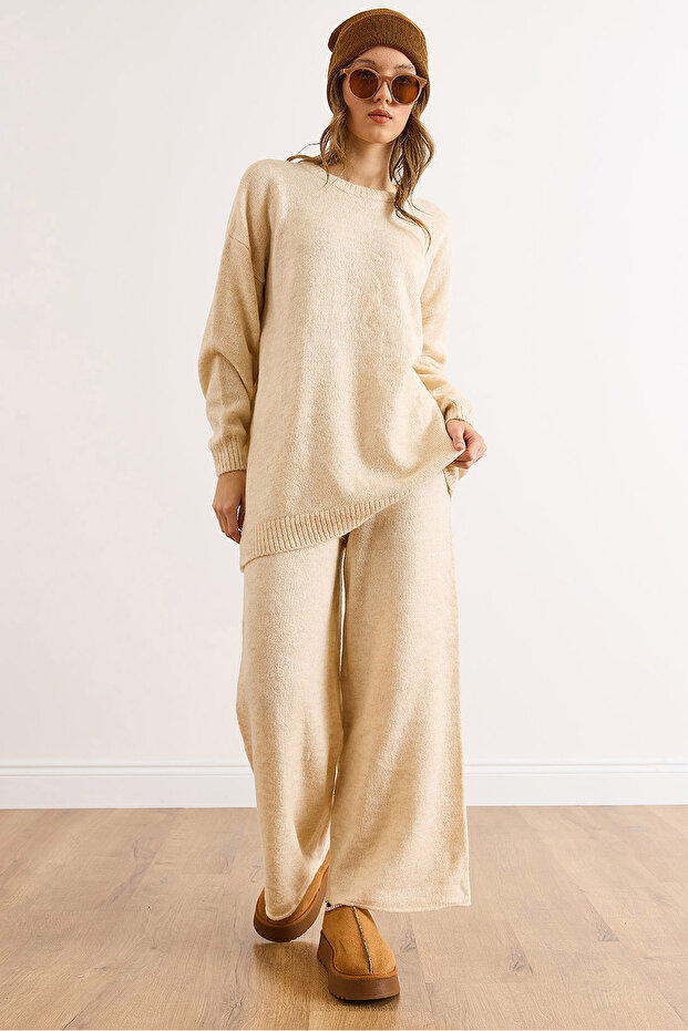 Women's Stone Sweater Pants Knitwear Set Tkm-19000452
