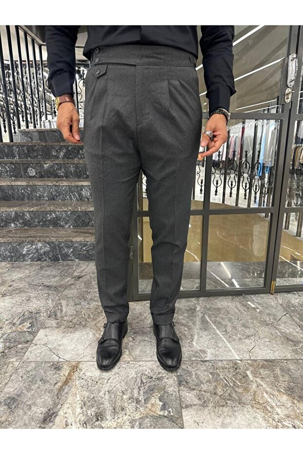 ÇİFT PİLELİ APOLETLİ PREMİUM PANTOLON - 1