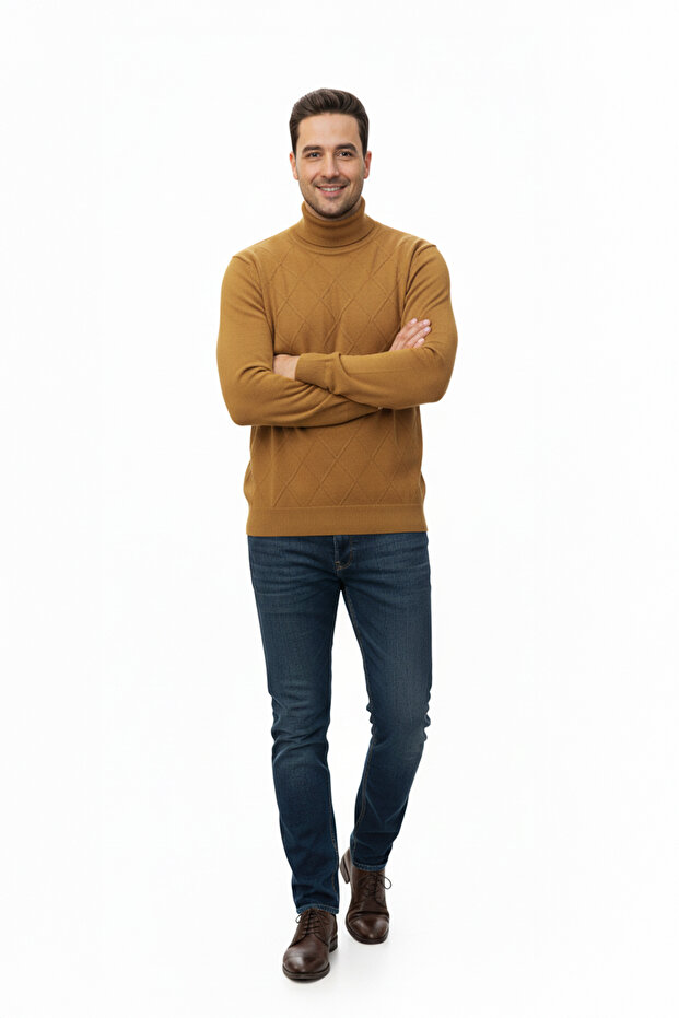 سترة رجالية بياقة دائرية ونقشة البقلاوة - 2