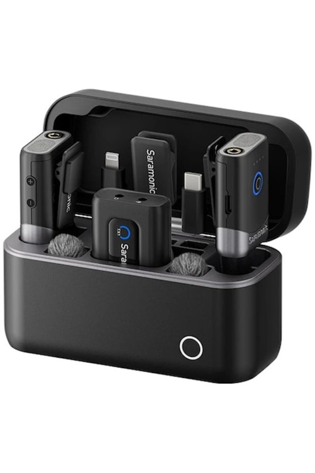 Kit microfon wireless mixt, 2x microfoane, 1x receptor, cablu Type-C și Lightning