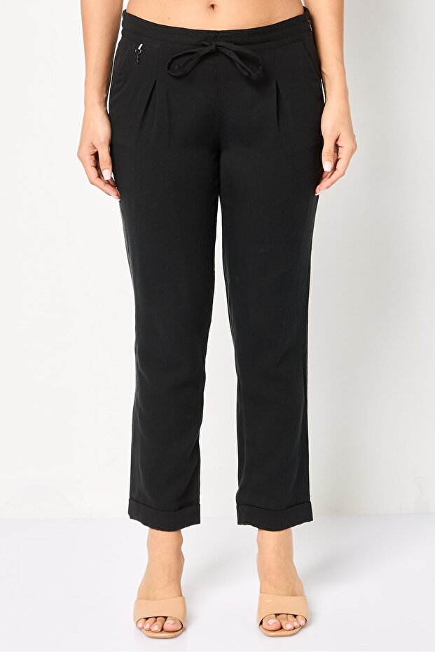 Women Regular Fit Brand Logo Palazzo Pants, Black