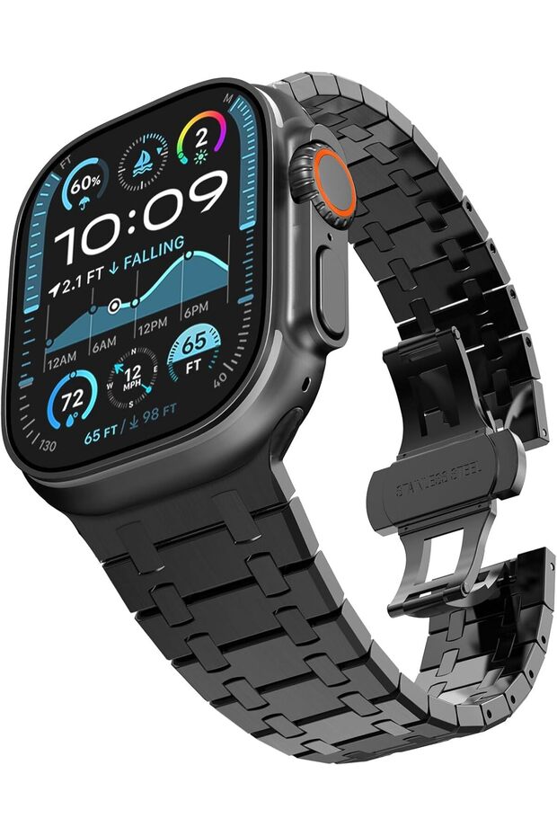 Stainless Steel Band Compatible with Apple Watch (Black, Multiple Sizes)