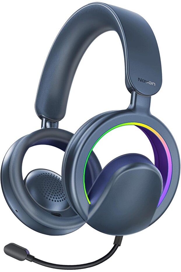 Novon Open-Ear Bluetooth Headphones with Detachable Mic & RGB (Blue)