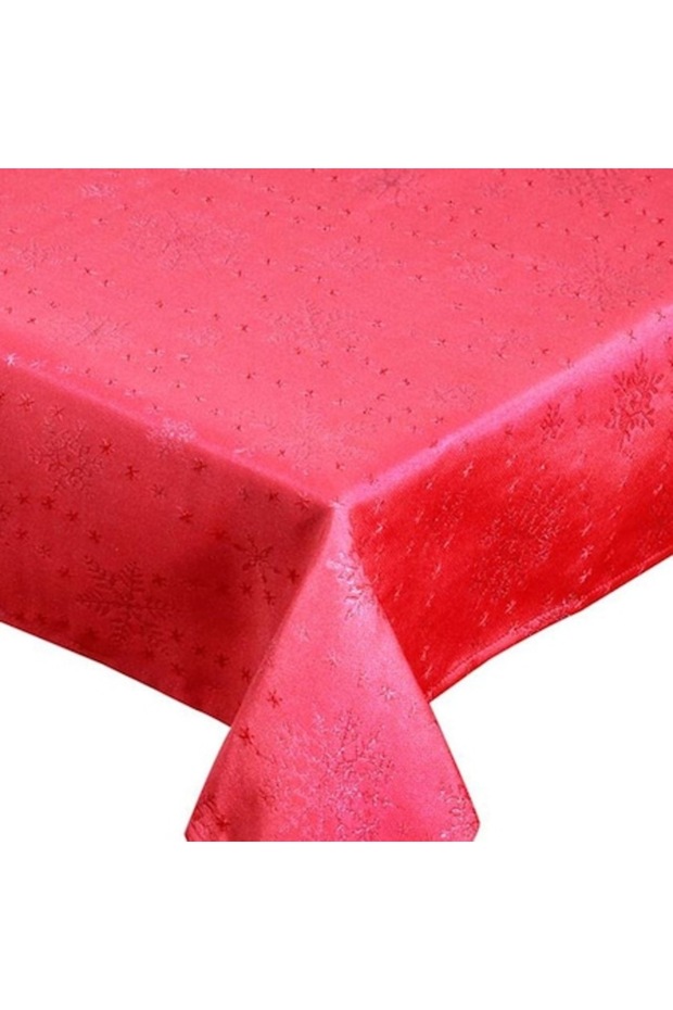 Christmas Tablecloth, 80x80 cm, Polyester, Red, Star Pattern - 1
