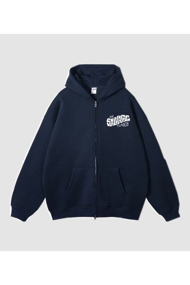 New Season Valhalla Zip-Up 3 Yarn Cotton Smile Printed Sweatshirt