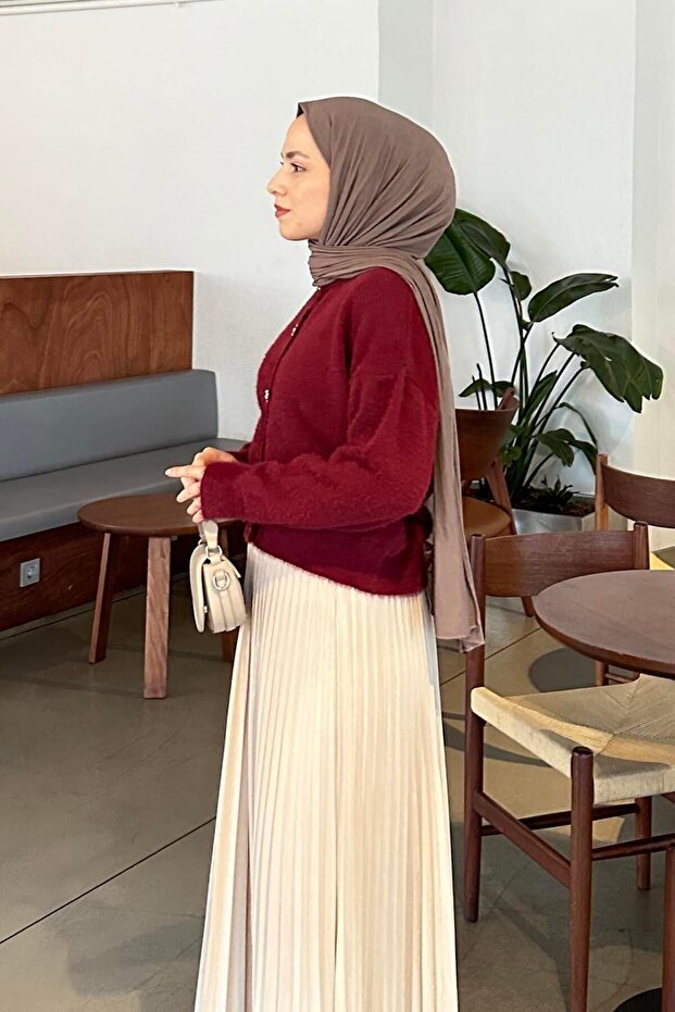 Sakallı Basic Hırka Bordo - 2