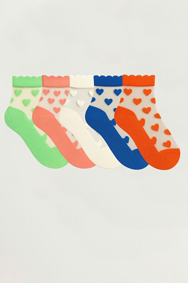 5 чифта шарени чорапи от тюл - 1