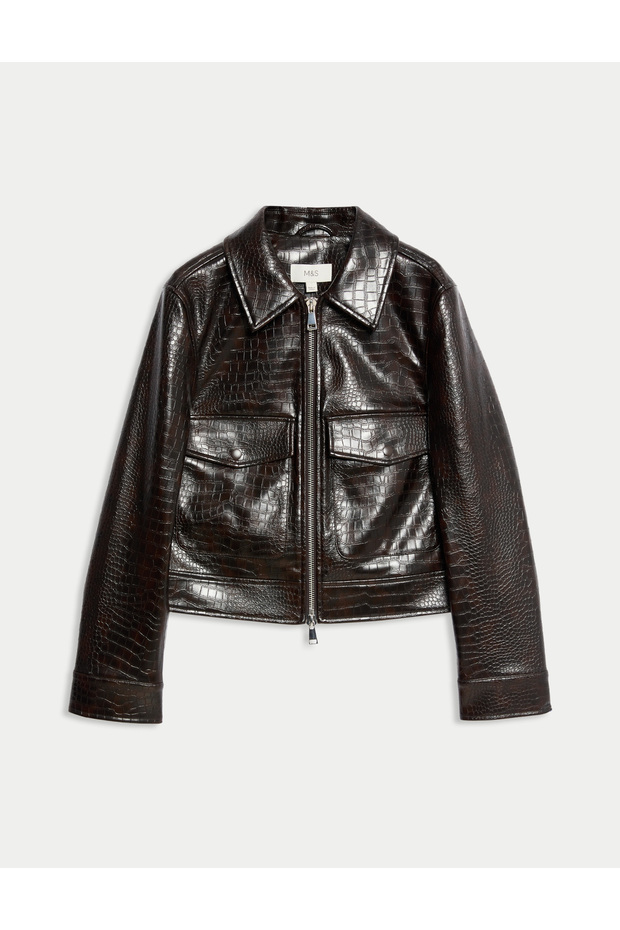 Suni Deri Harrington Ceket - 1