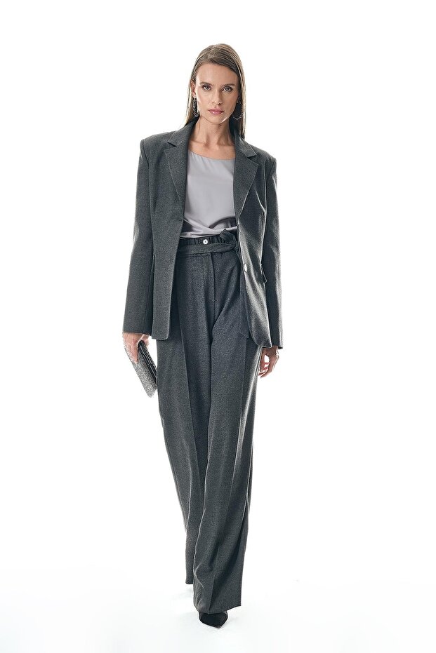 Düğmeli Oversize Kesim Ceket - 1