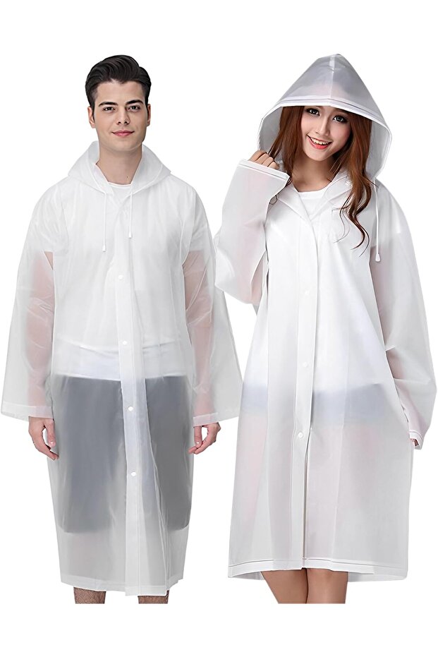 Cosowe Rain Ponchos for Adults Reusable, 2 Pcs Raincoats Emergency for Women Men with Hood and Drawstring