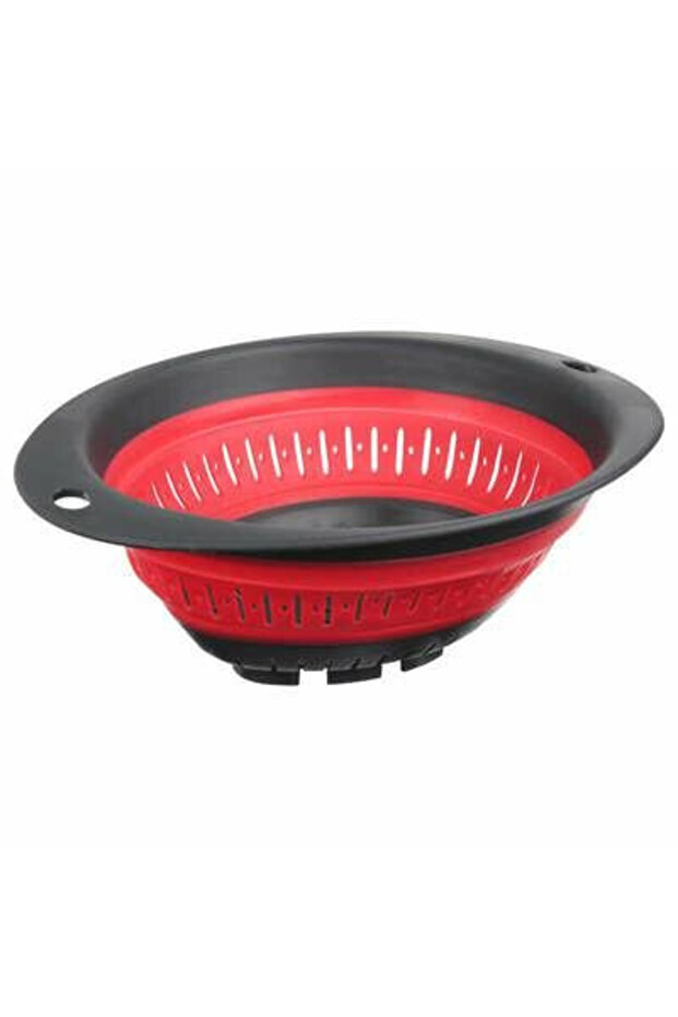FOLDABLE COLANDER, red silicone, DURABLE and PRACTICAL - 1