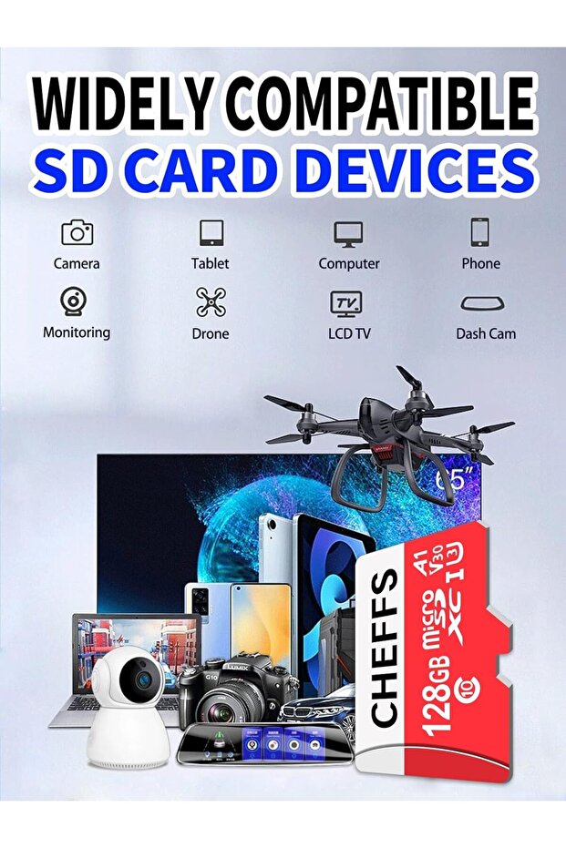 Sheefs microSD Memory Card, 128GB microSDXC/SDHC, up to 80 MB/s, C10 U3 V30 A1 - 2