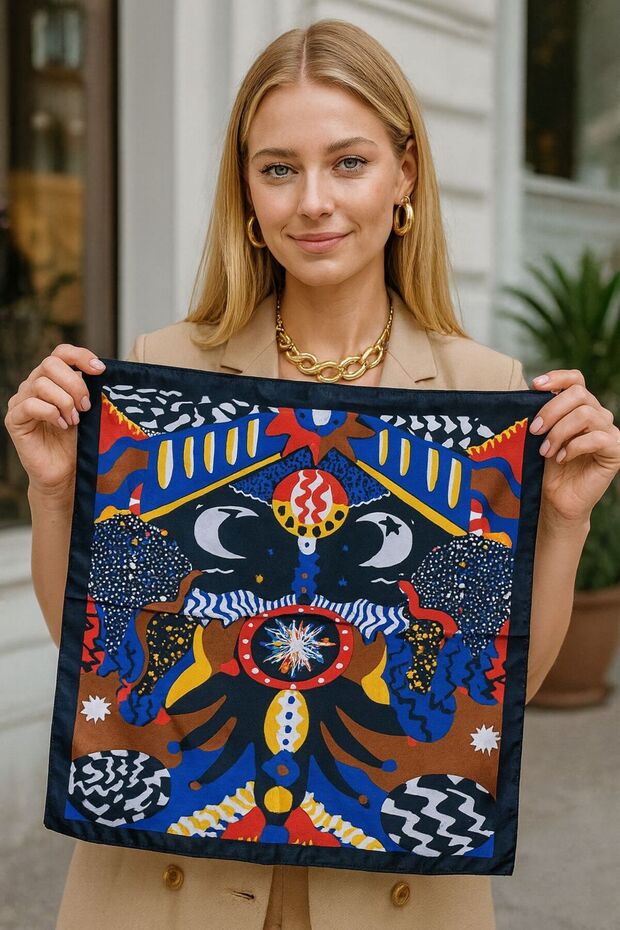 وشاح نسائي منقوش FLR20 مقاس 50x50 سم