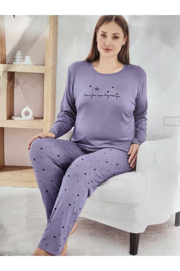 Milan Fabric Plus Size Long-Sleeve Pajamas Set 7666