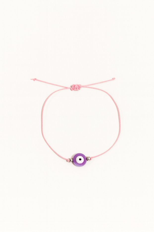 Purple Pearlescent Evil Eye Beaded Rope Bracelet