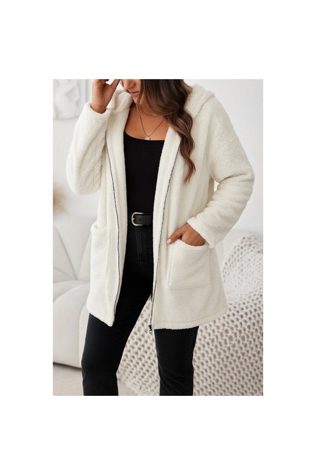 New Season Women's Long Sleeve Hooded Detailed Zippered Wellsoft Jacket 72333