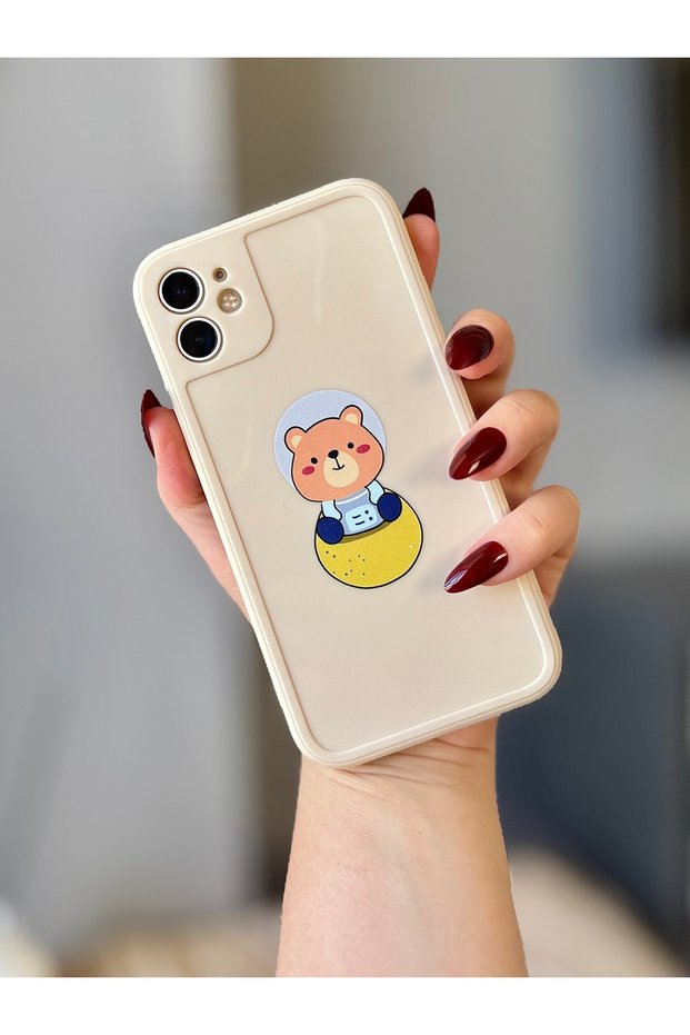 iPhone 11 Teddy Bear Patterned Cream Color Case