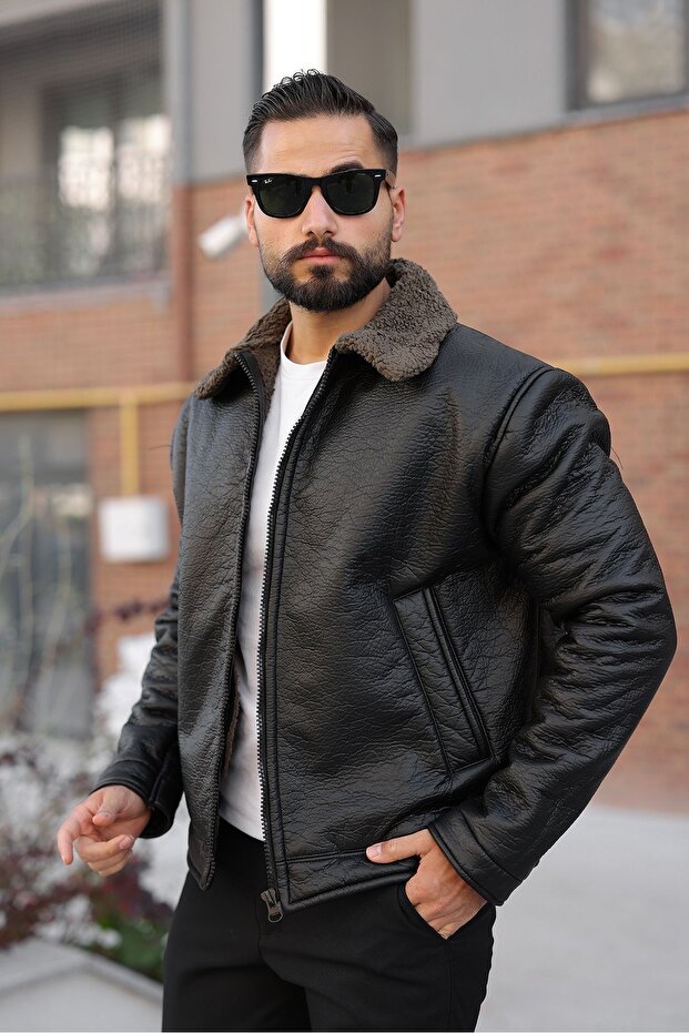 Men's Inner Lined Fur Lined Winter Leather Mon