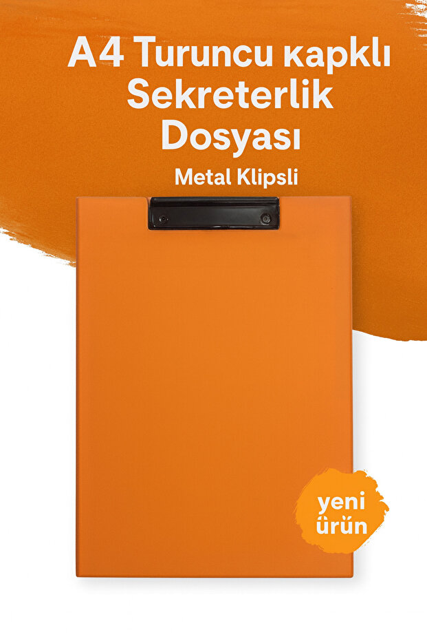 A4 Orange Cover Secretarial File with Metal Clip