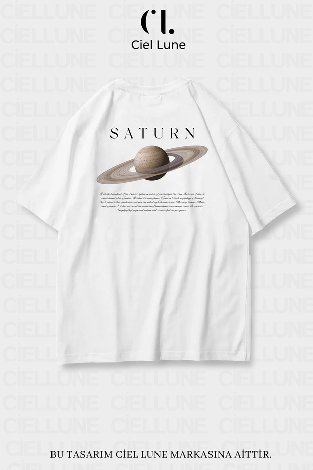 Unisex Women's and Men's Saturn Printed Special Design Oversize T-Shirt