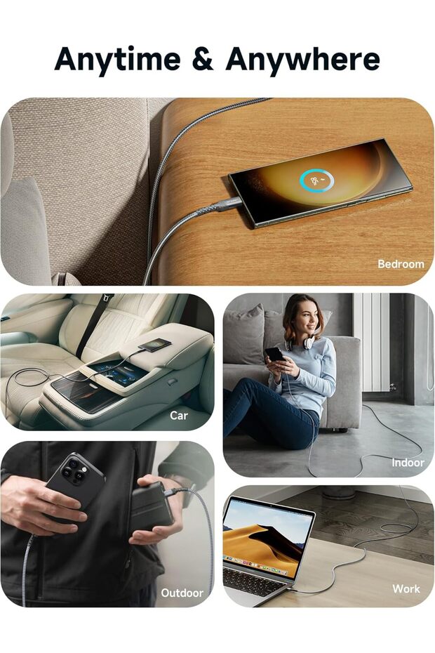 240W USB-C to USB-C Cable, 2m — Fast Charging (Gray Pixel) - 7