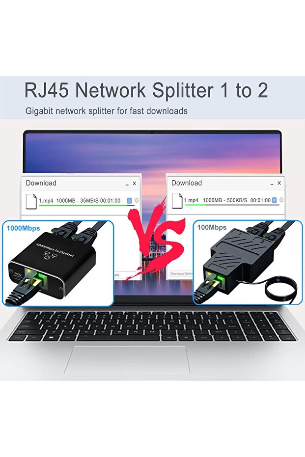Xifor RJ45 Ethernet Splitter 1-to-2 with USB Power, Gigabit 1000 Mbps, Supports Cat5/5e/6/7/8 - 4