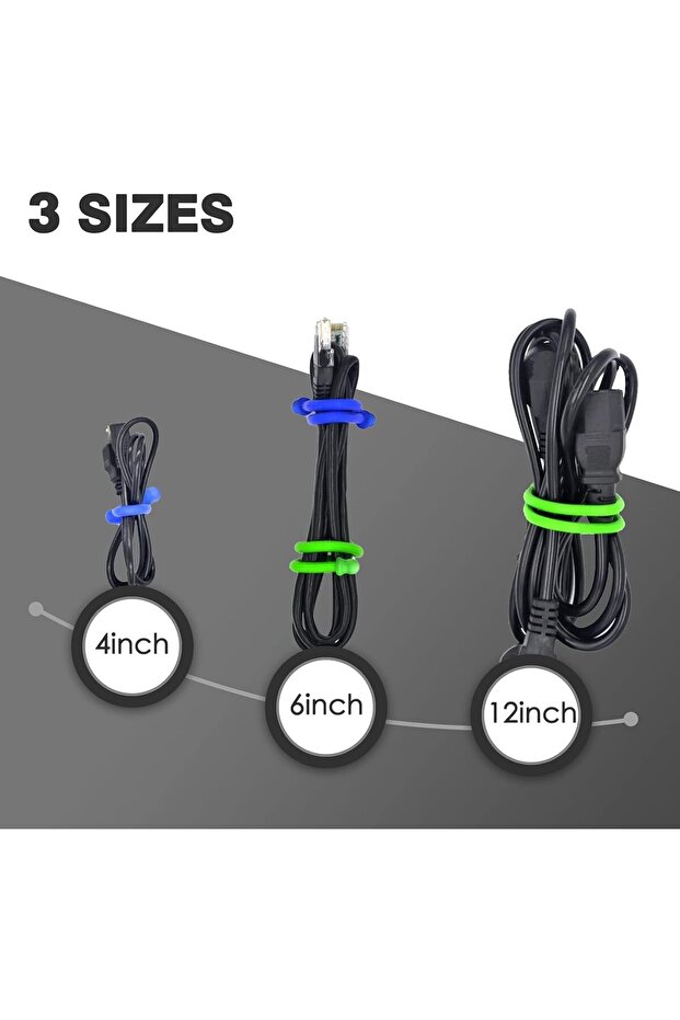 Silicone Wrapped Cable Ties, Reusable Multi-purpose Cable Organizers (9 pcs) - 6