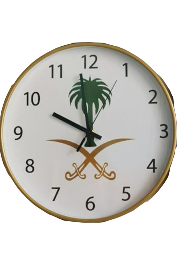 ساعة حائط دائرية 34 سم، صامتة، لا تصدر صوت نقر، تعمل بالبطارية، سهلة القراءة - بيج