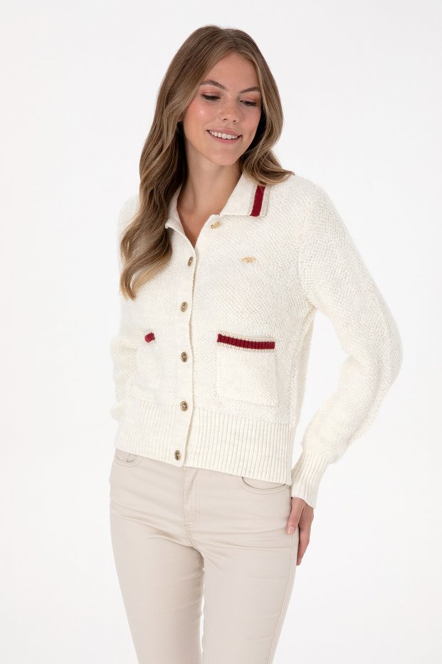 Women's Cream Knitwear Cardigan 50315553-Vr256