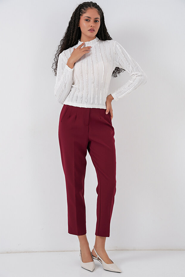 Bluză texturată elastică din material subțire pentru femei 975 - alb - 2